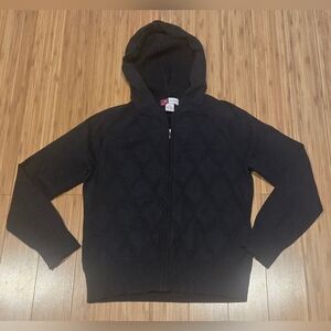 JM Collection Navy Hooded Zip-Up Sweater